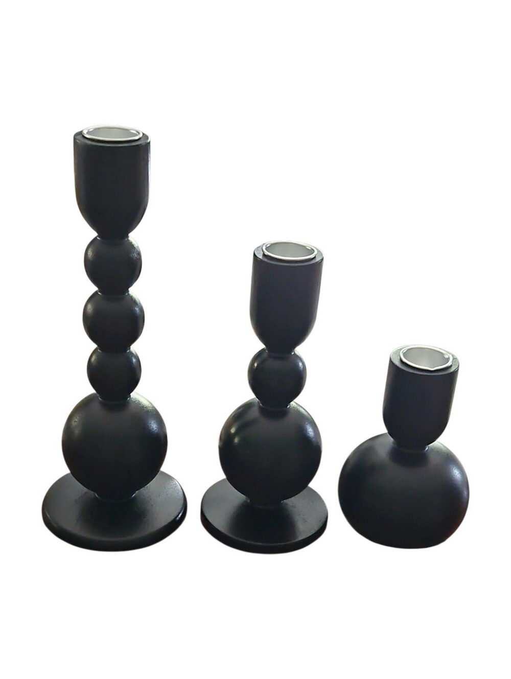 6 Piece Vintage Inspired Rubberwood Candle Stick Holders - Picture 2 of 5